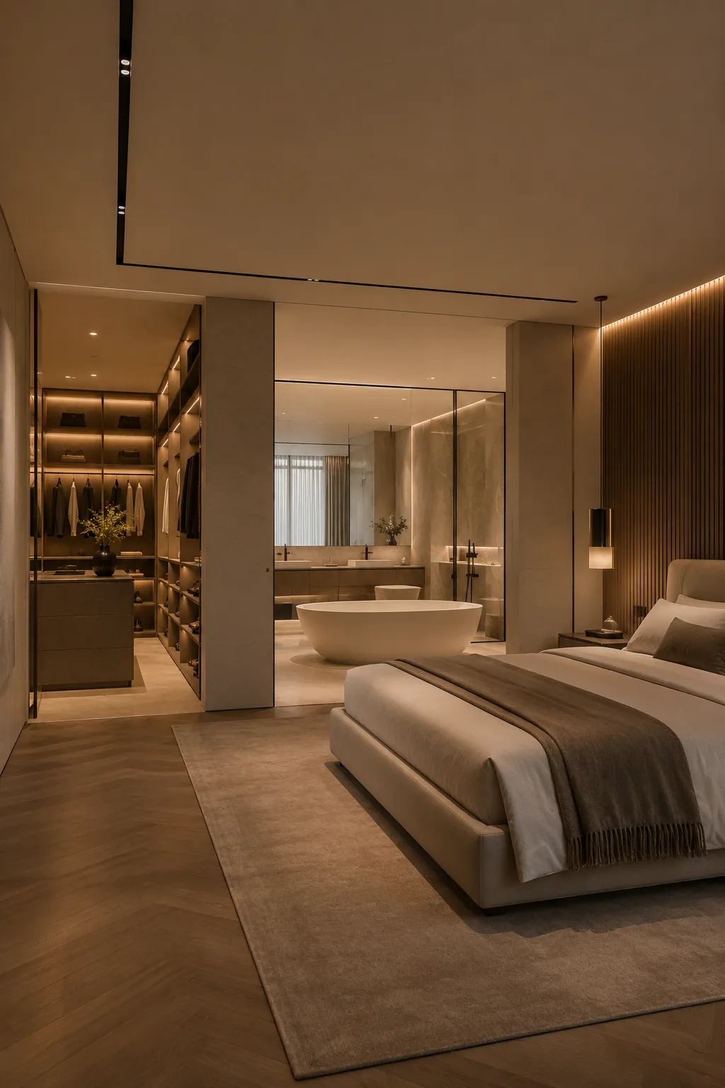 Private spaces including bedrooms, dressing rooms and bathrooms